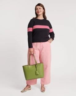 Spencer Crewneck Sweater Navy Pink -clothing SPENCER NAVY PLUS