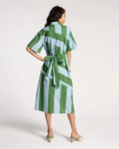 Amanda Shirtdress Stripe Green Light Blue -clothing STRIPEDRESS BG 01 scaled