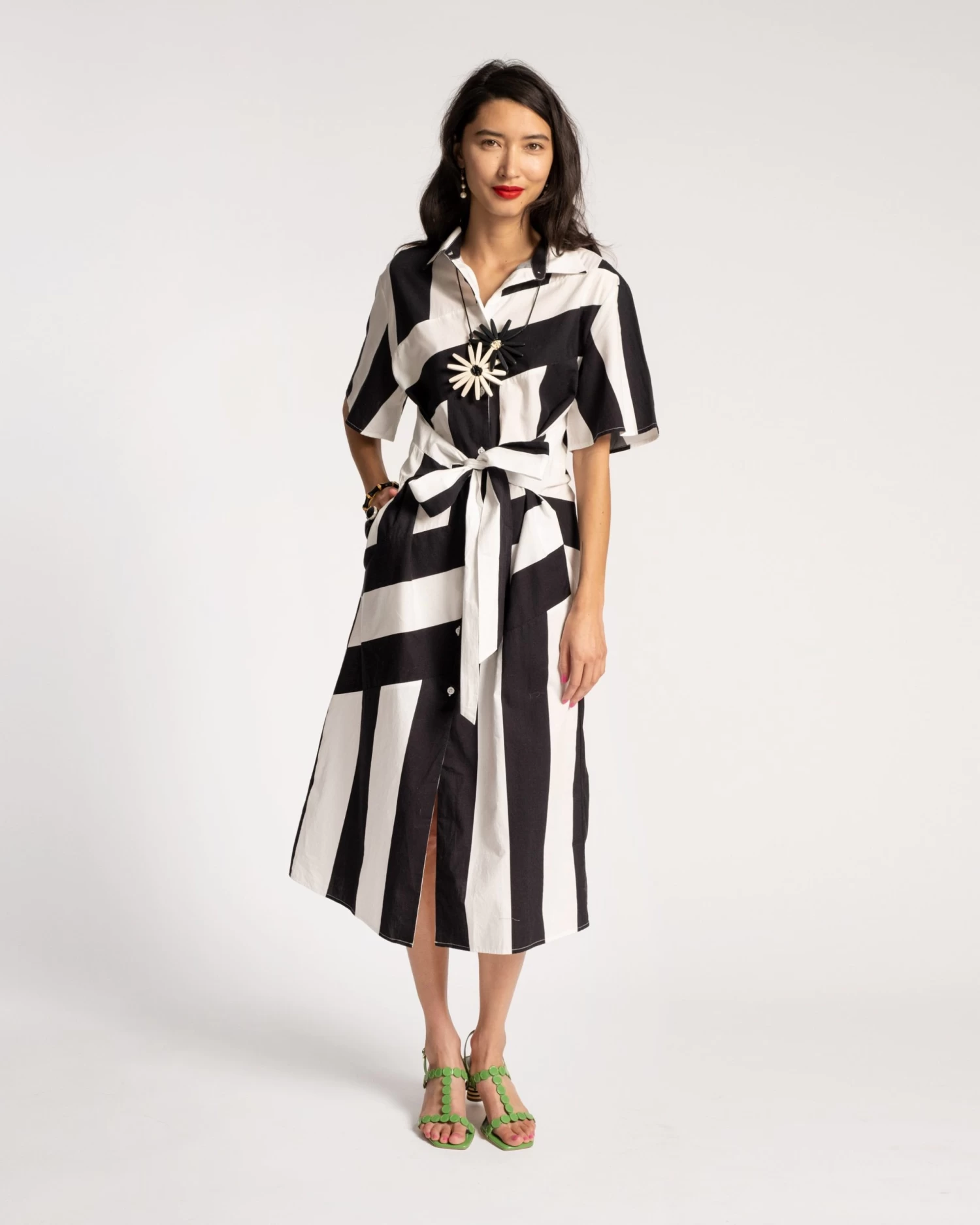 Amanda Shirtdress Stripe Black Oyster 1 Amanda Shirtdress Stripe Black Oyster