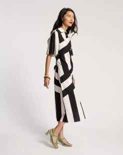 Amanda Shirtdress Stripe Black Oyster 7 Amanda Shirtdress Stripe Black Oyster -clothing STRIPEDRESS BW 02 scaled