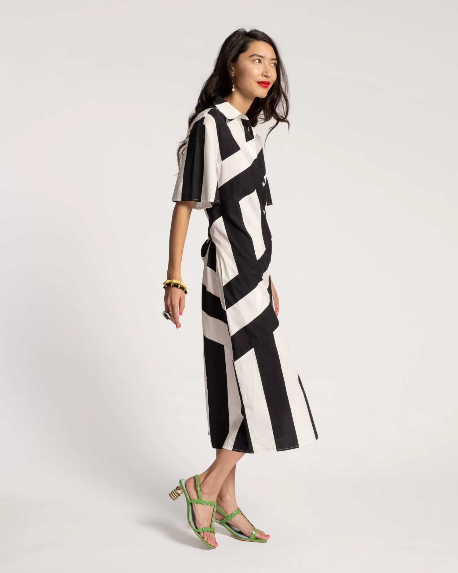 Amanda Shirtdress Stripe Black Oyster 3 Amanda Shirtdress Stripe Black Oyster - Image 3