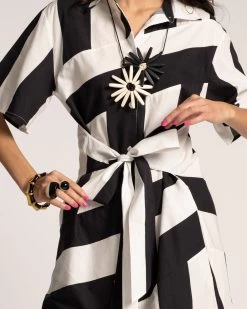 Amanda Shirtdress Stripe Black Oyster 9 Amanda Shirtdress Stripe Black Oyster -clothing STRIPEDRESS BW 05