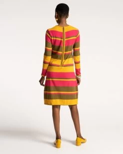 Phoebe Striped Dress Olive Multi -clothing STRIPE DRESS 02 scaled