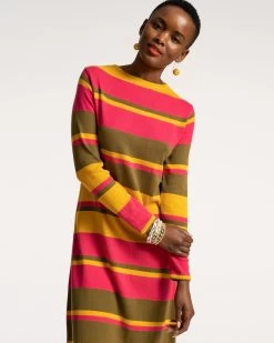 Phoebe Striped Dress Olive Multi -clothing STRIPE DRESS 04