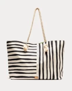 Shoulder Tote Canvas Painterly Stripe