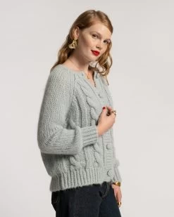Molly Cable Cardi Light Blue -clothing SWEATER CABLE LTBLUE 02