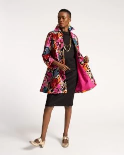 Cornelia Swing Jacket Cabbage Rose Flocked Velvet