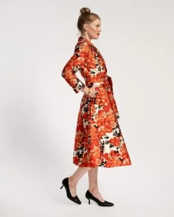 Lucille Wrap Dress Rose Floral Metallic Jacquard 6 Lucille Wrap Dress Rose Floral Metallic Jacquard -clothing SWING ROSE 03