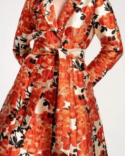 Lucille Wrap Dress Rose Floral Metallic Jacquard 7 Lucille Wrap Dress Rose Floral Metallic Jacquard -clothing SWING ROSE 04