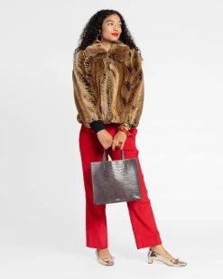 Short Faux Fur Jacket Chevron Stripe -clothing Shortfur brown 05 279754af 43a0 4154 bb1b 8fe713141c35