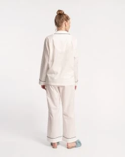 Teddy Pajama Top White Navy -clothing TEDDY PJ WHITE 05