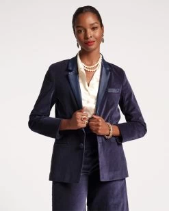 Tuxedo Jacket Velvet Navy