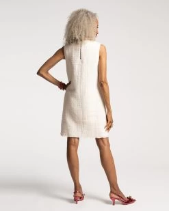 Twiggy Fringe Dress Cotton Boucle White -clothing TWIGGY DRESS WHITE 03 scaled