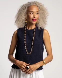 Twiggy Fringe Top Navy