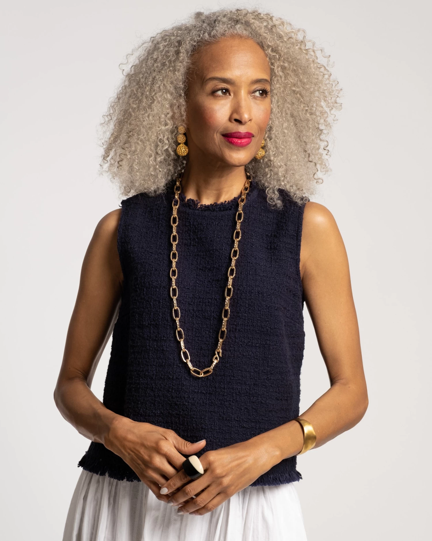 Twiggy Fringe Top Navy 1 Twiggy Fringe Top Navy