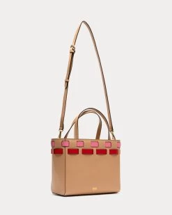 Henry Basketweave Tote Tan Pink Red -clothing Tan Henry 2