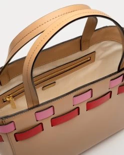 Henry Basketweave Tote Tan Pink Red -clothing Tan Henry 4