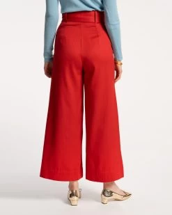 Zoey Belted Cotton Pant Red -clothing ZOE RED 04