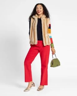 Faux Fur Scalloped Hem Vest Honey 7 Faux Fur Scalloped Hem Vest Honey -clothing Zip fur 04