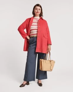 Barn Jacket Mini Wale Corduroy Coral -clothing barn red plus