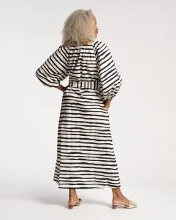 Bliss Maxi Dress Painterly Stripe -clothing bliss maxi bw 03