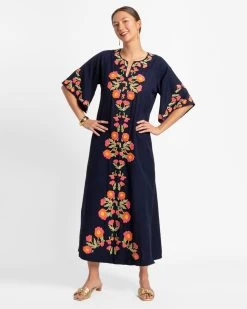 Charming Caftan Poppy Embroidery Navy