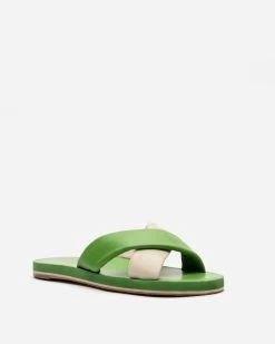 Criss Cross Cloud Slide Nappa Green Oyster -clothing cloud slide green 02 ab40c03a e874 4c12 8416 ead4bc67eb19