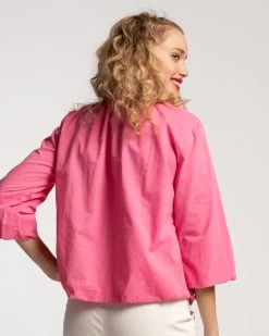 Emily Ruched Flower Top Pink -clothing emily flowers pink 03