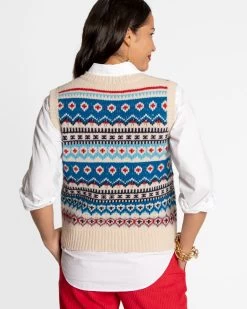 Eryn Wool Fair Isle Vest White -clothing eryn vest white 01