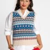 Eryn Wool Fair Isle Vest White