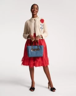 Barbara Midi Skirt Feather Fringe Red 11 Barbara Midi Skirt Feather Fringe Red -clothing feather skirt red 06