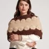 Emma Embroidered Wool Flower Shrug Chocolate Oyster
