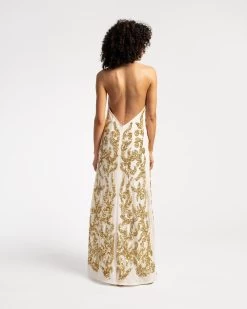 Goddess Dress White Gold -clothing goddess white 05