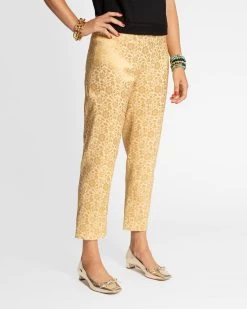 Petrie Pant Floral Jacquard Gold -clothing gold petrie 02