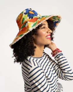 Canvas Fringe Hat Floral Explosion