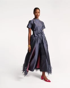 Jody Jumpsuit Feather Fringe Navy Pink -clothing jumpsuit navy 02