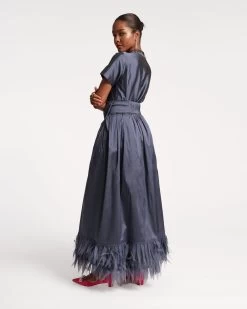 Jody Jumpsuit Feather Fringe Navy Pink -clothing jumpsuit navy 03