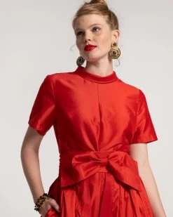 Audrey Flower Jumpsuit Shantung Red 8 Audrey Flower Jumpsuit Shantung Red -clothing jumpsuit red 02