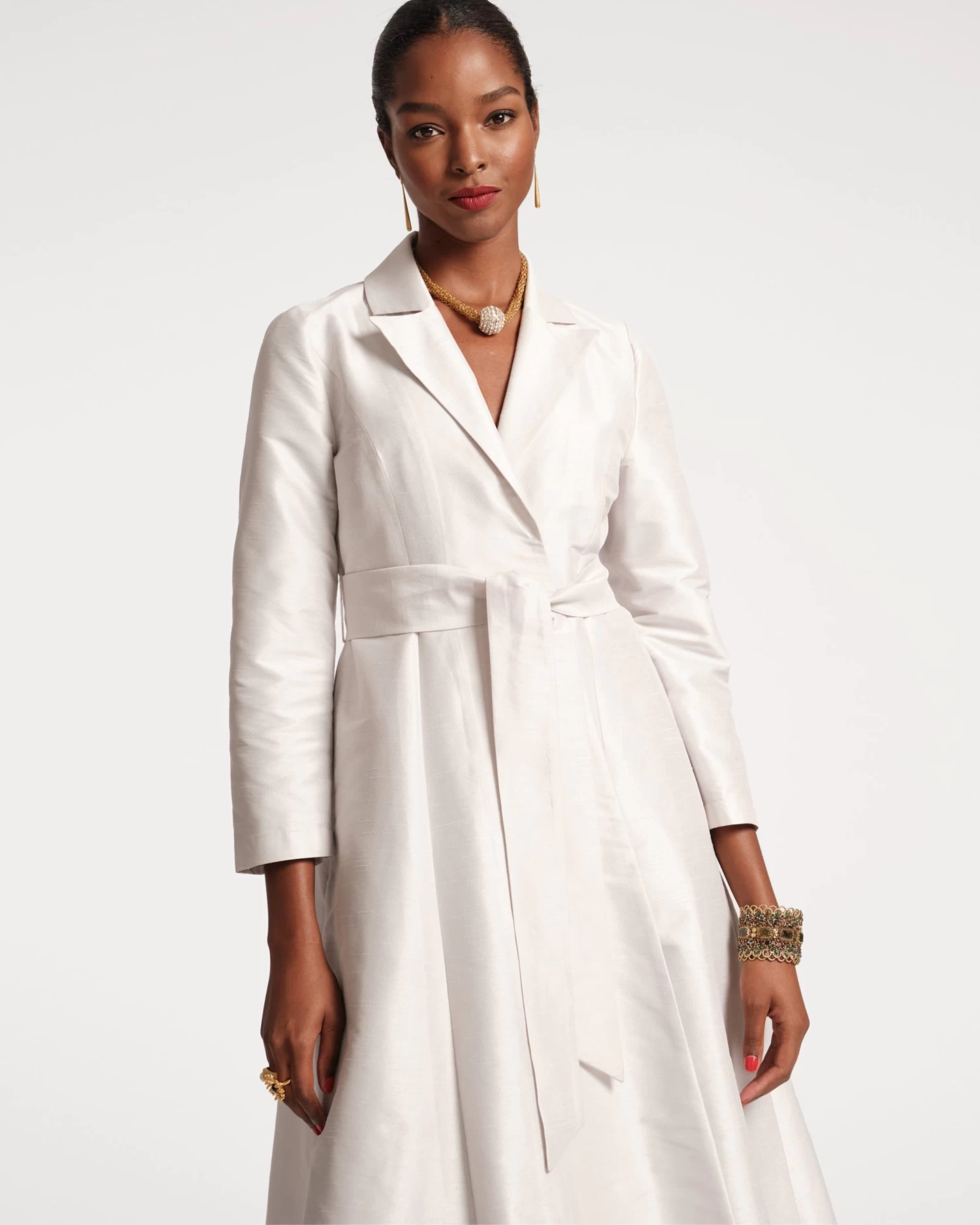 Lucille Wrap Dress Dupioni Silver 2 Lucille Wrap Dress Dupioni Silver - Image 2