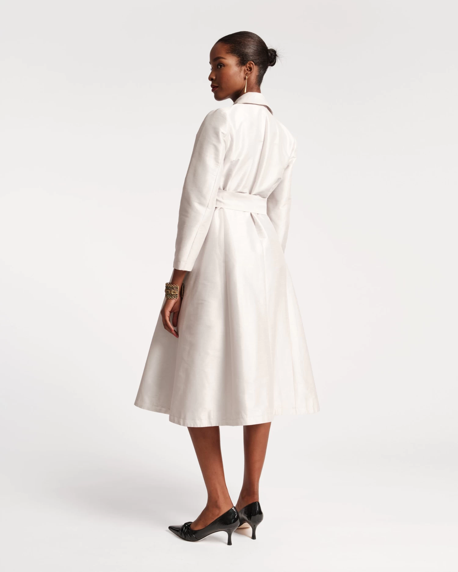 Lucille Wrap Dress Dupioni Silver 4 Lucille Wrap Dress Dupioni Silver - Image 4