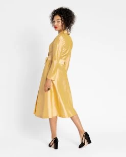 Lucille Wrap Dress Gold -clothing lucille wrap gold 04