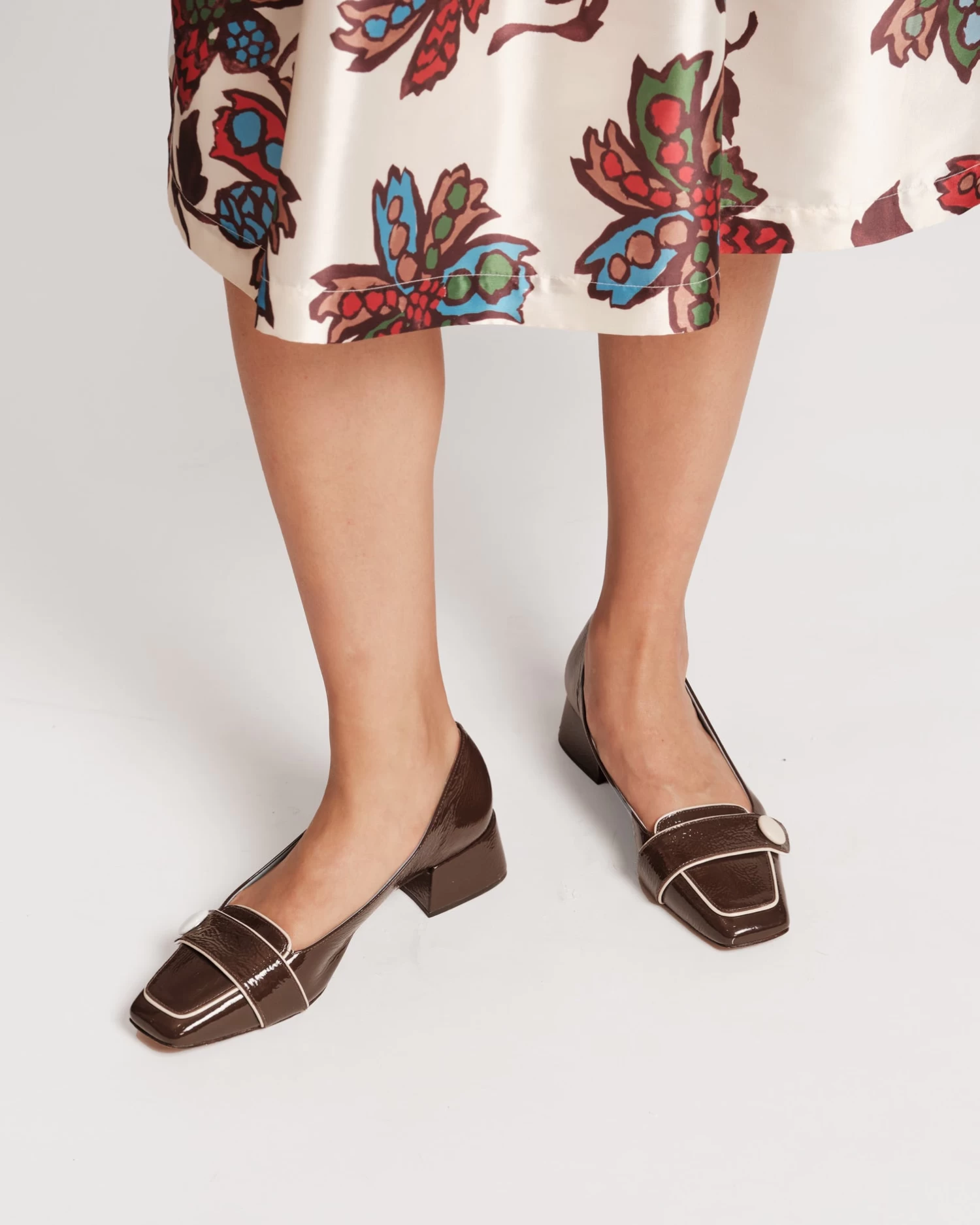 Mackie Crinkle Soft Patent Block Heel Chocolate 2 Mackie Crinkle Soft Patent Block Heel Chocolate - Image 2