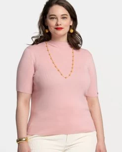 Marie Merino Mock Neck Pink 5 Marie Merino Mock Neck Pink -clothing marie pink plus be7b79f1 2402 442c 9bc7 ecd622628969