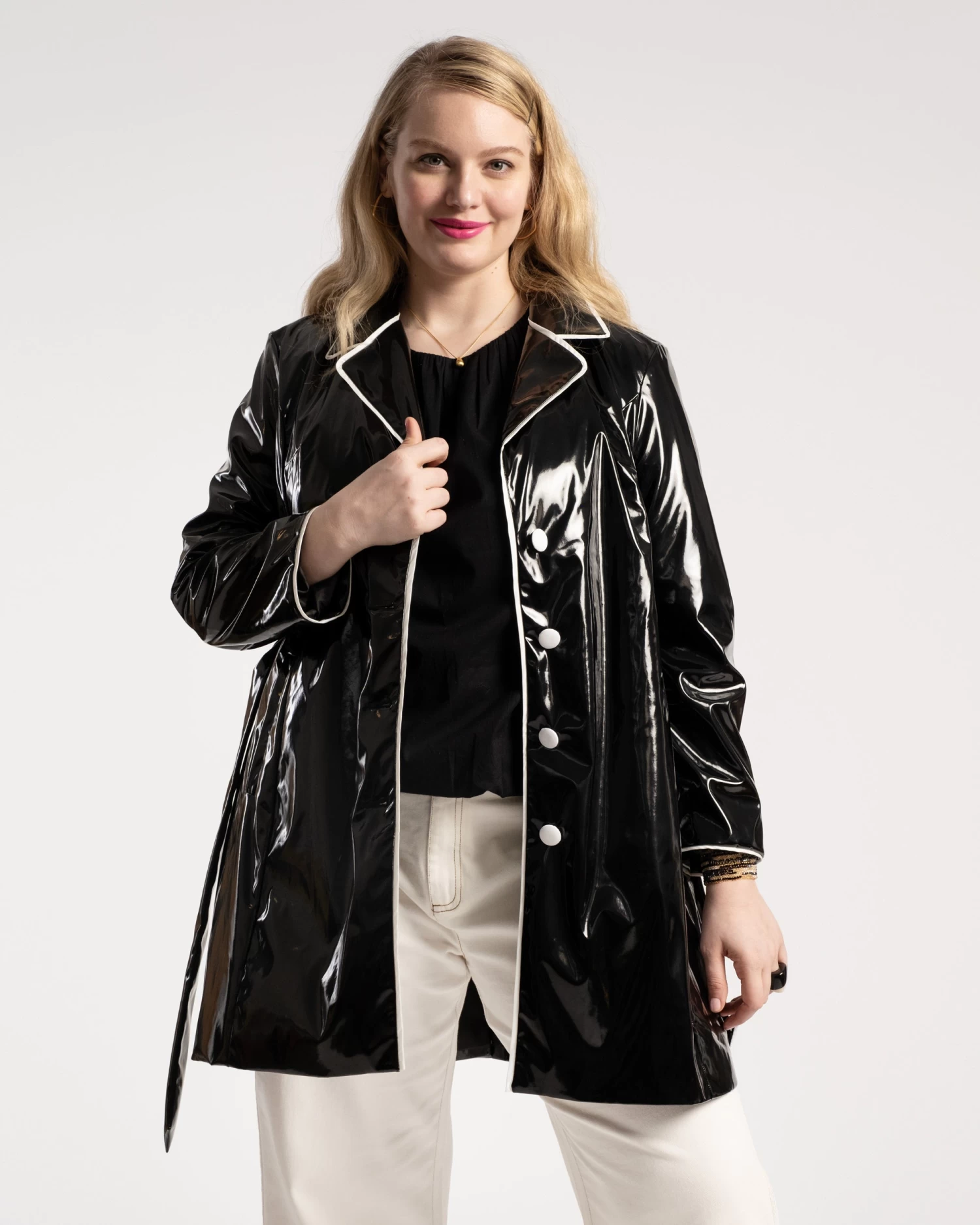 Morton Rain Coat Vegan Leather Black Oyster 3 Morton Rain Coat Vegan Leather Black Oyster - Image 3