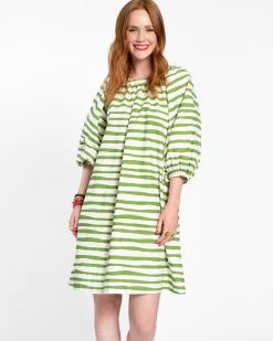 Bliss Mini Painterly Stripe Basil White