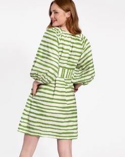 Bliss Mini Painterly Stripe Basil White 9 Bliss Mini Painterly Stripe Basil White -clothing painterly stripe mini 05