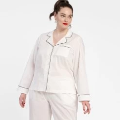 Teddy Pajama Top White Navy -clothing pj top white