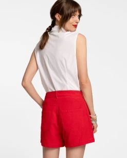 Lizzie Pointed Collar Shell Cotton White -clothing pointed shell 04