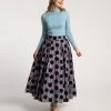 Ball Skirt Scoop Flocked Velvet Navy Multi