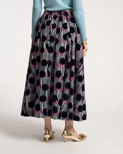 Ball Skirt Scoop Flocked Velvet Navy Multi -clothing polkadotskirt 04